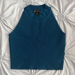 House of Harlow 1960 Blue Ribbed Sleeveless Top